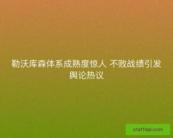 勒沃库森体系成熟度惊人 不败战绩引发舆论热议